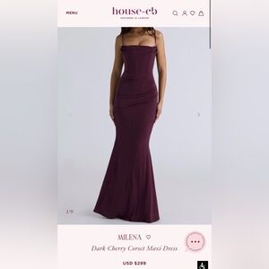 House of CB Dark Cherry Corset Maxi Dress
